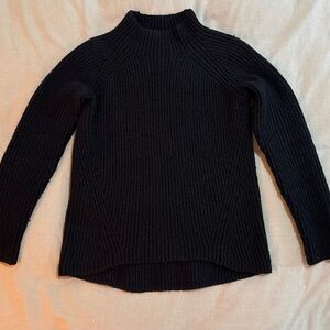 Madewell Mock Neck Black Ribbed Sweater